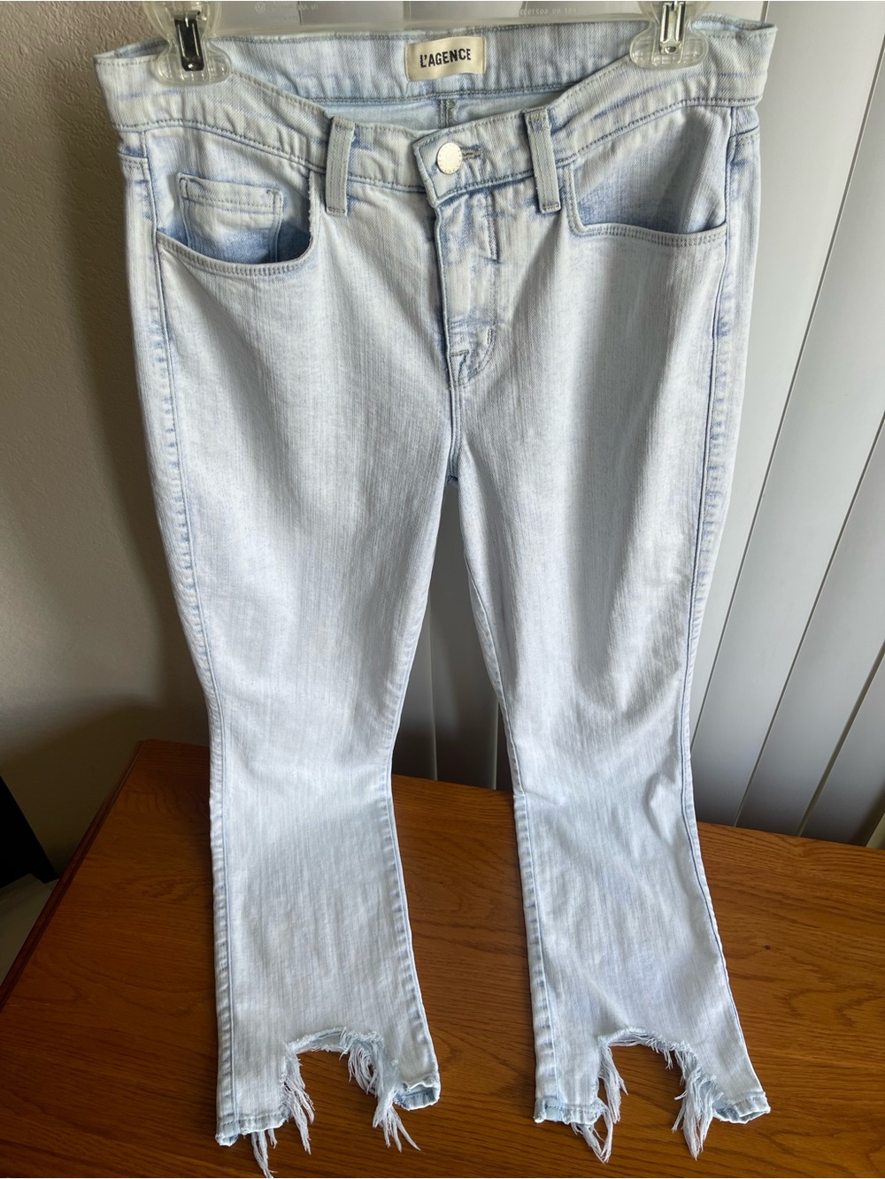 L’AGENCE Harmon High Waist Slim Raw Hem Jeans Electra Wash Size 27 - Picture 5 of 16